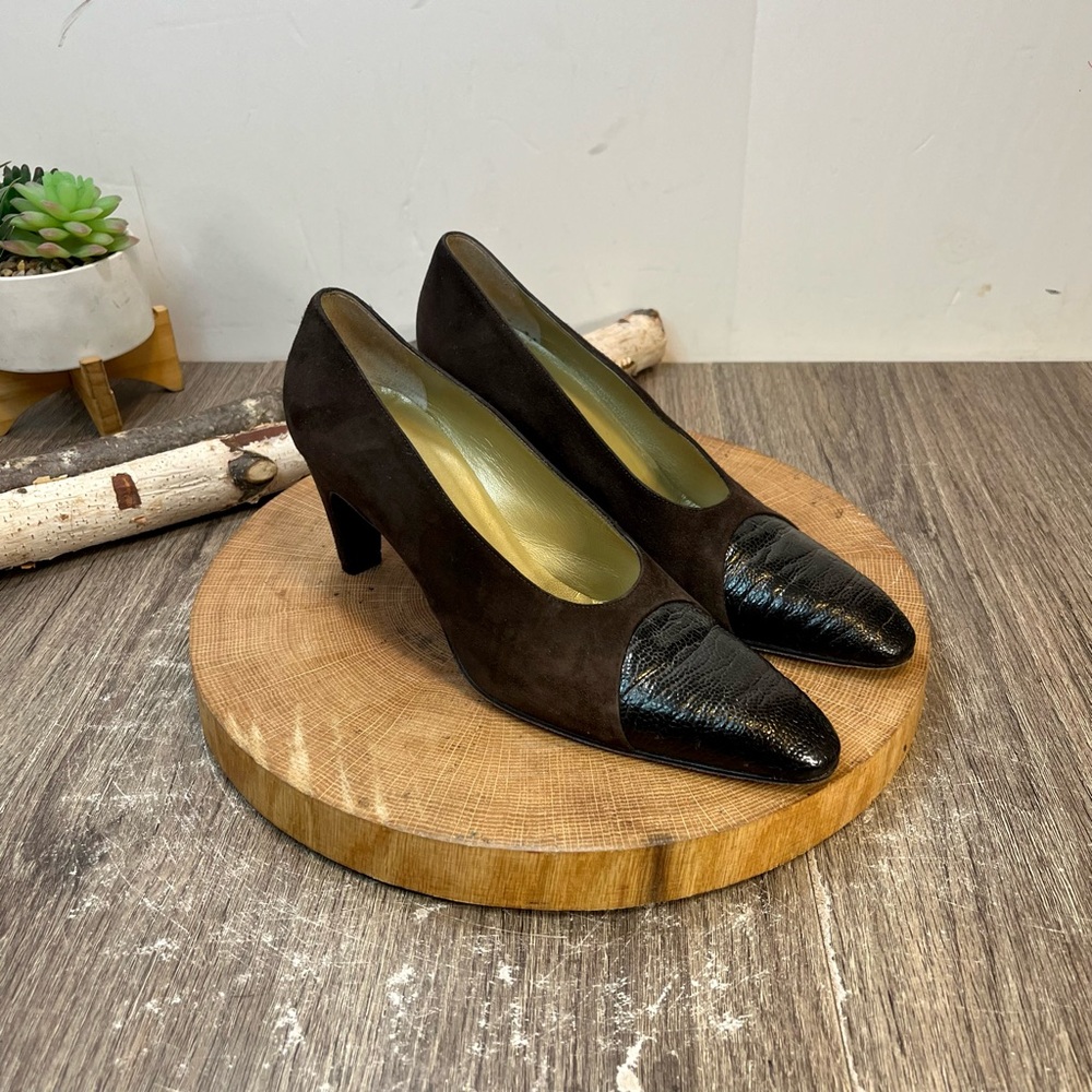 *YSL | Vintage Classic Suede Pumps with Leather Captoe Size 7